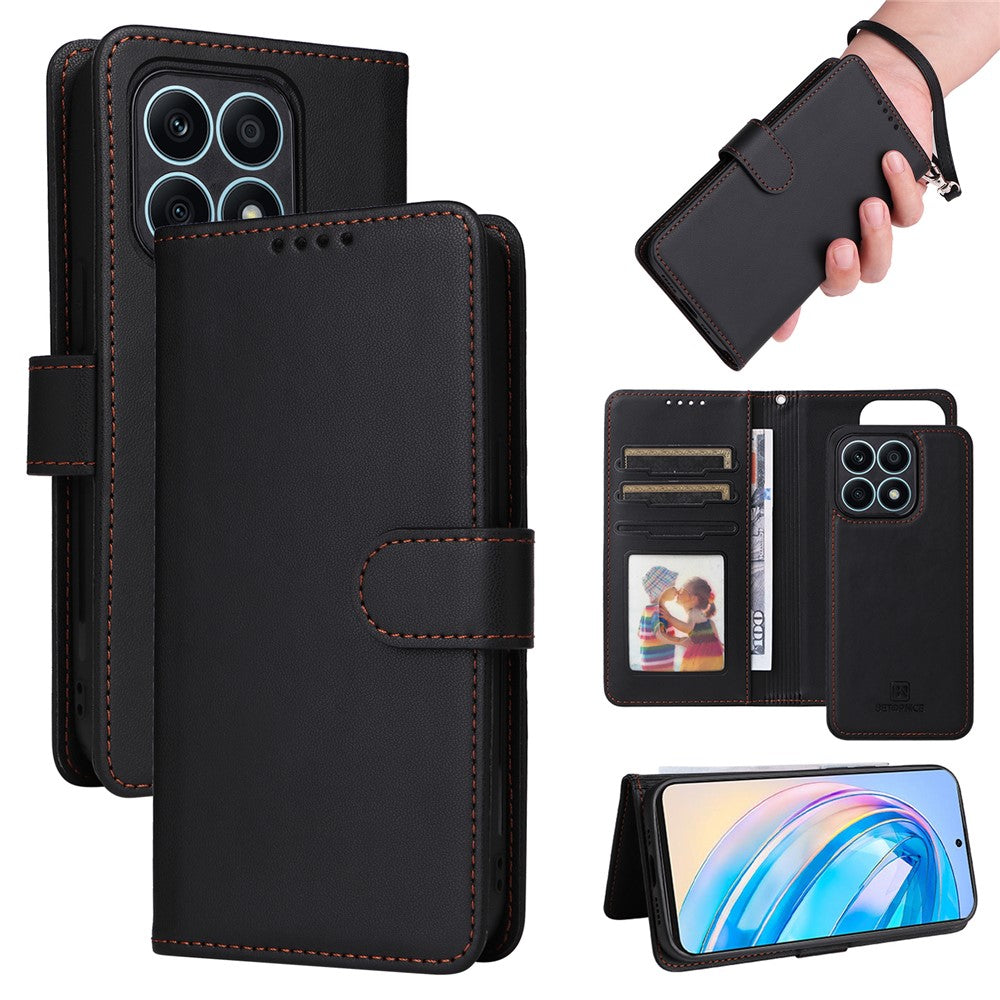 For Honor X8a 4G Magnetic Case BETOPNICE Detachable PU Leather Phone Cover with Strap