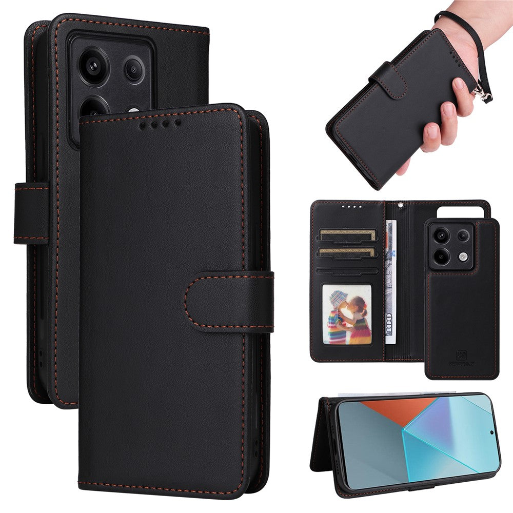 For Xiaomi Redmi Note 13 Pro 5G / Poco X6 5G Magnetic Case BETOPNICE Detachable PU Leather Phone Cover with Strap