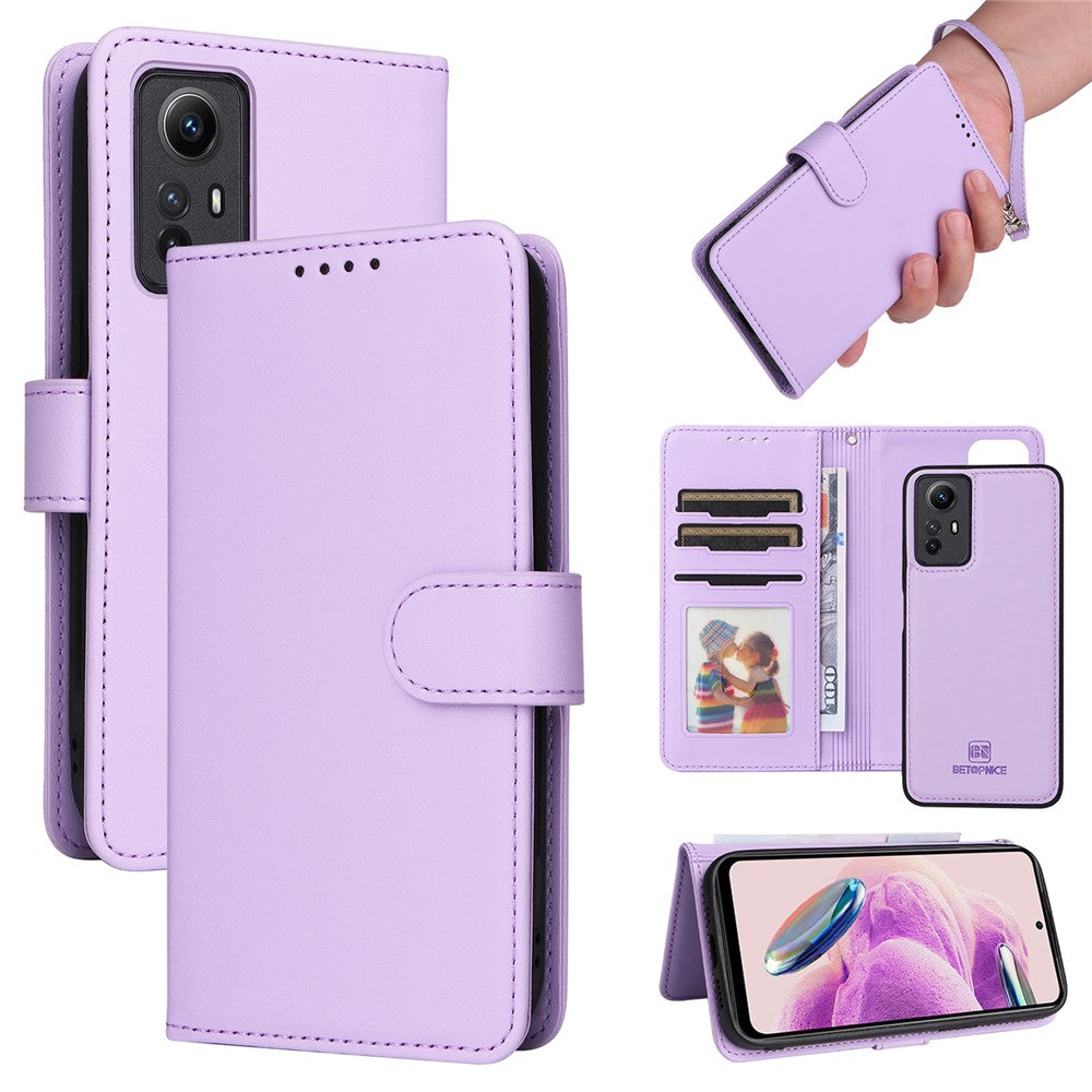 For Xiaomi Redmi Note 12S 4G Magnetic Case BETOPNICE Detachable PU Leather Phone Cover with Strap
