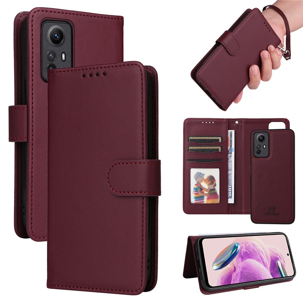 For Xiaomi Redmi Note 12S 4G Magnetic Case BETOPNICE Detachable PU Leather Phone Cover with Strap