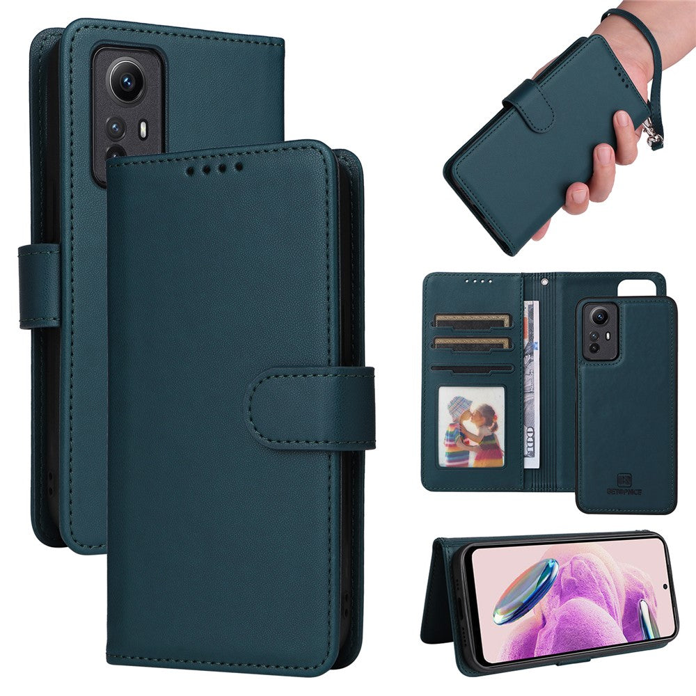 For Xiaomi Redmi Note 12S 4G Magnetic Case BETOPNICE Detachable PU Leather Phone Cover with Strap