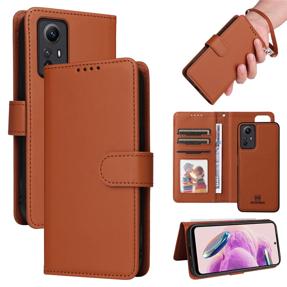 For Xiaomi Redmi Note 12S 4G Magnetic Case BETOPNICE Detachable PU Leather Phone Cover with Strap