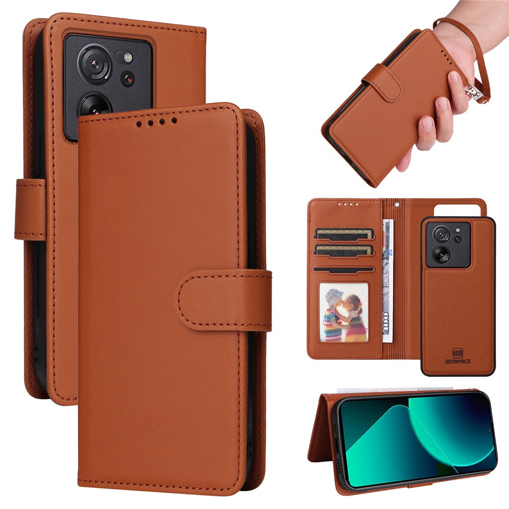 Xiaomi Redmi K60 Ultra / 13T / 13T Pro Magnetiskt skal BETOPNICE Avtagbart PU-läderfodral med rem