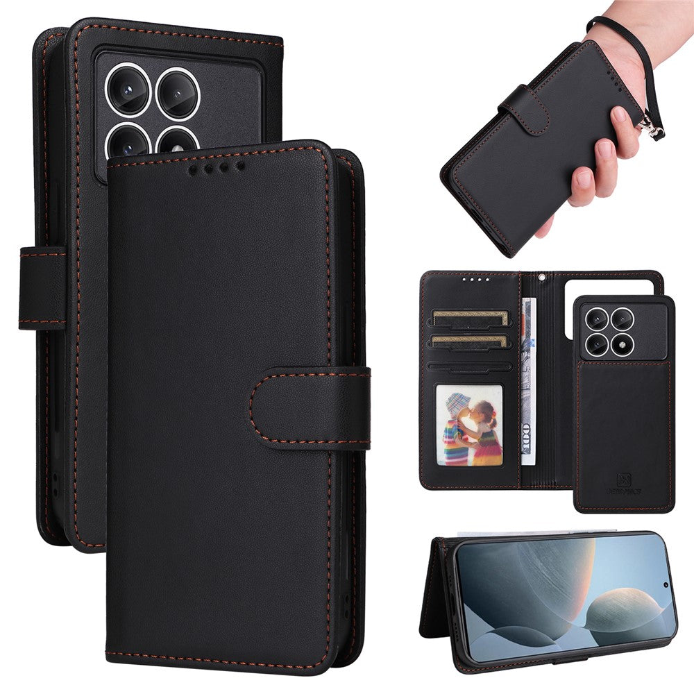 For Xiaomi Redmi K70E 5G / Poco X6 Pro 5G Magnetic Case BETOPNICE Detachable PU Leather Phone Cover with Strap