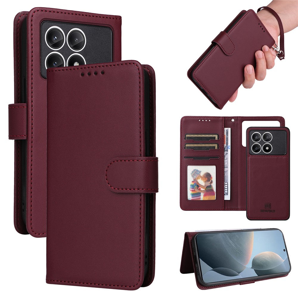 For Xiaomi Redmi K70E 5G / Poco X6 Pro 5G Magnetic Case BETOPNICE Detachable PU Leather Phone Cover with Strap