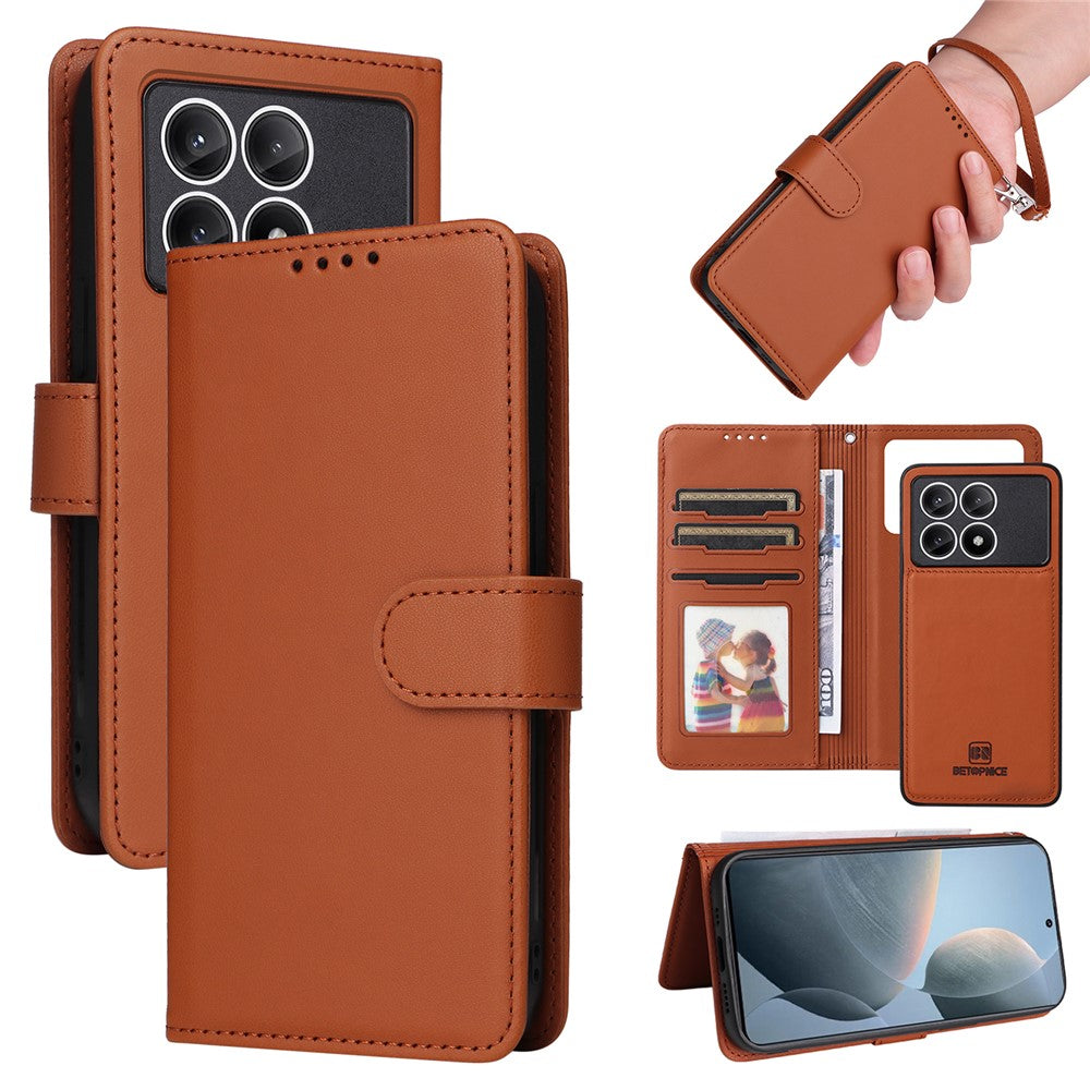 For Xiaomi Redmi K70E 5G / Poco X6 Pro 5G Magnetic Case BETOPNICE Detachable PU Leather Phone Cover with Strap
