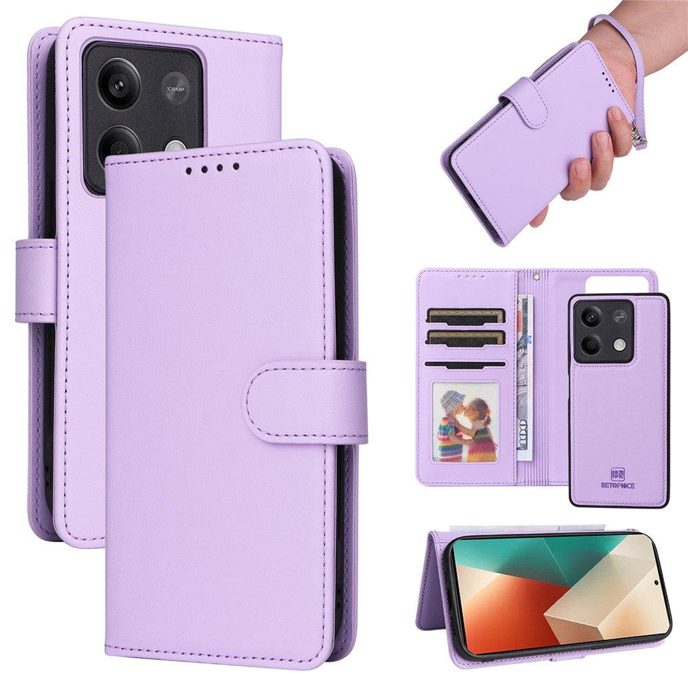 For Xiaomi Redmi Note 13 5G Magnetic Case BETOPNICE Detachable PU Leather Phone Cover with Strap