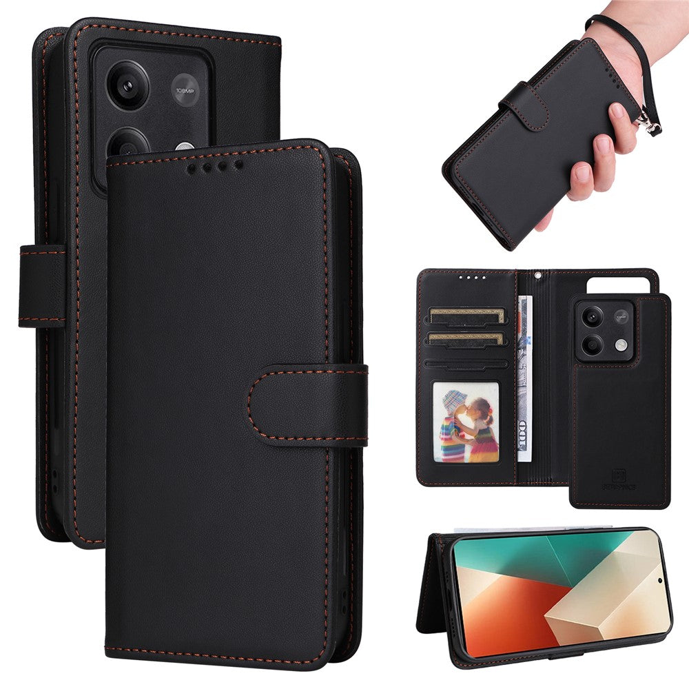 For Xiaomi Redmi Note 13 5G Magnetic Case BETOPNICE Detachable PU Leather Phone Cover with Strap