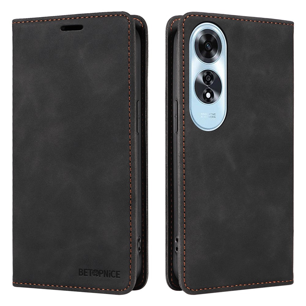 BETOPNICE 003 For Oppo A60 4G Case PU Leather Magnetic Auto-Absorbed Phone Cover RFID Blocking Protection