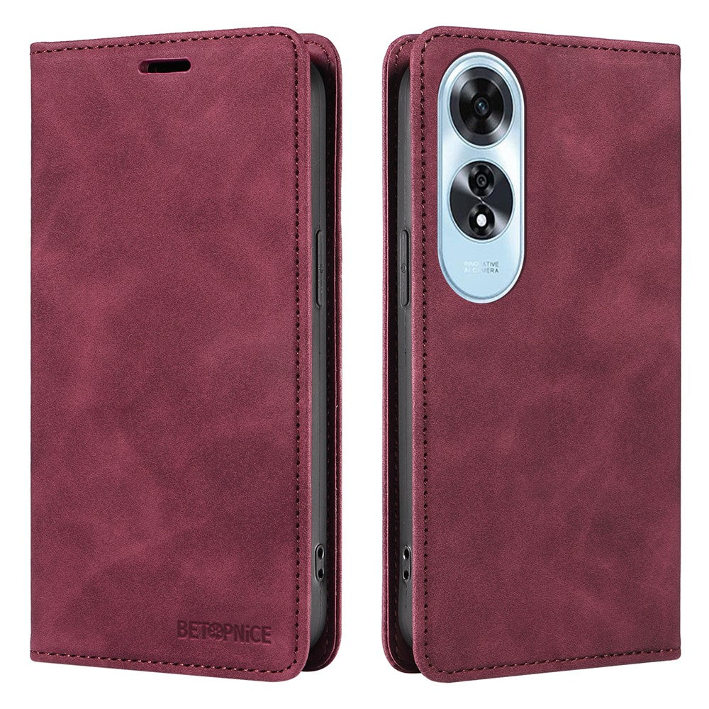 BETOPNICE 003 For Oppo A60 4G Case PU Leather Magnetic Auto-Absorbed Phone Cover RFID Blocking Protection