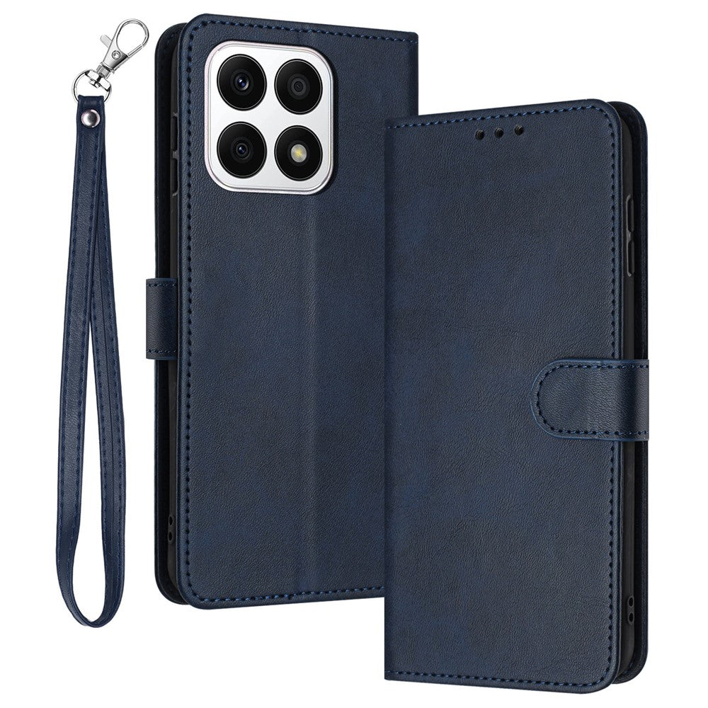 Phone Cases for Honor X8a 4G Leather Wallet Cell Phone Stand Calf Texture Cover