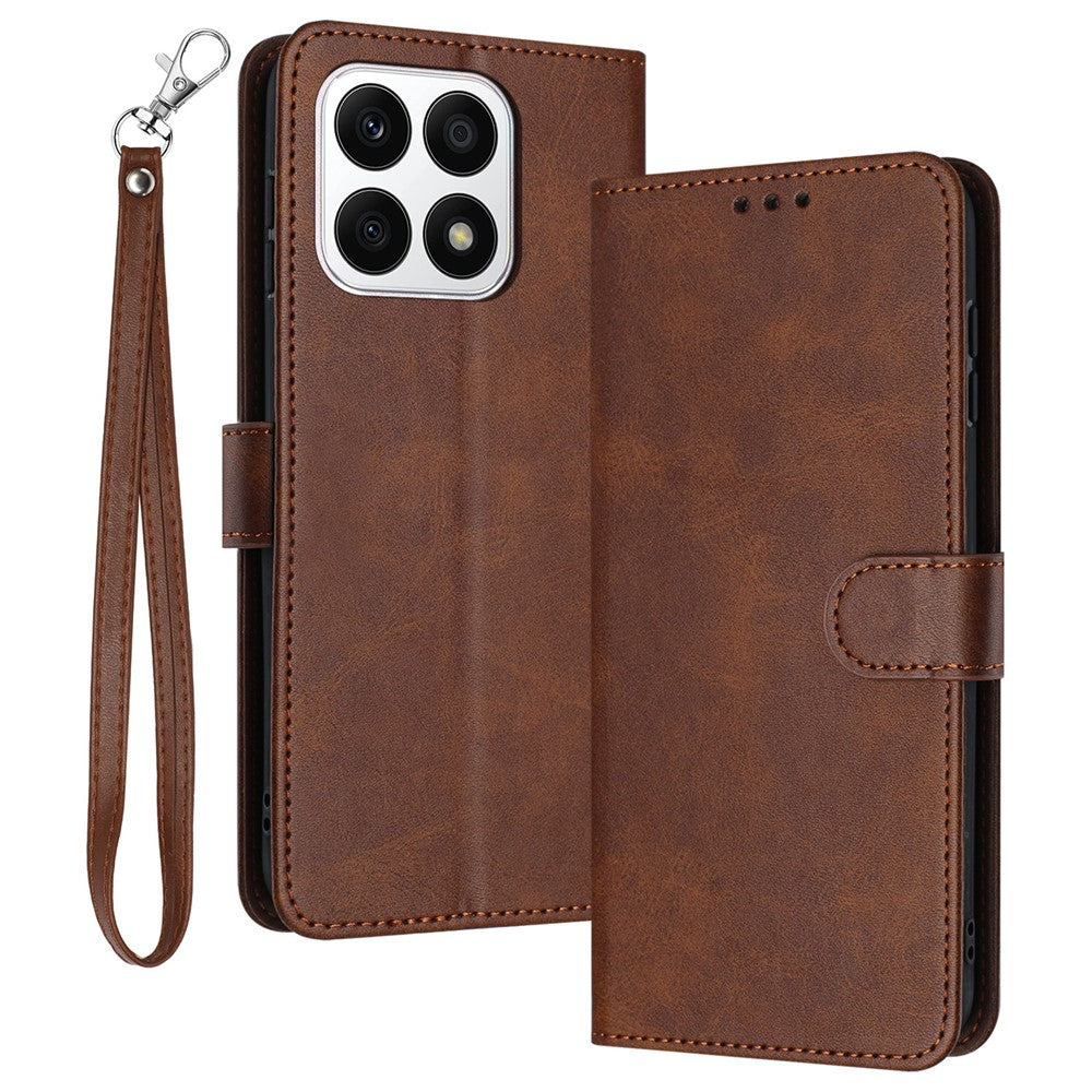 Phone Cases for Honor X8a 4G Leather Wallet Cell Phone Stand Calf Texture Cover