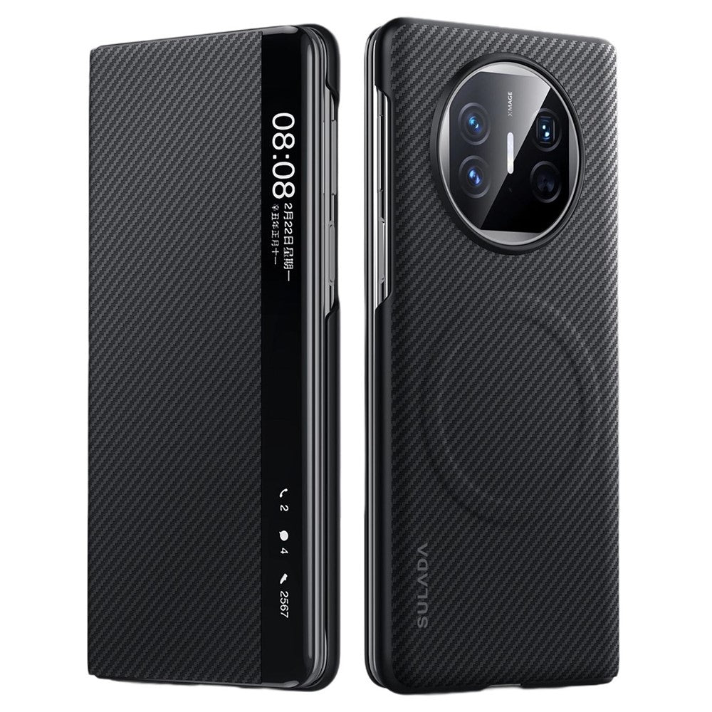 SULADA Magnetiskt Skal För Huawei Mate X5 PU+PC mobilskal med Fönster