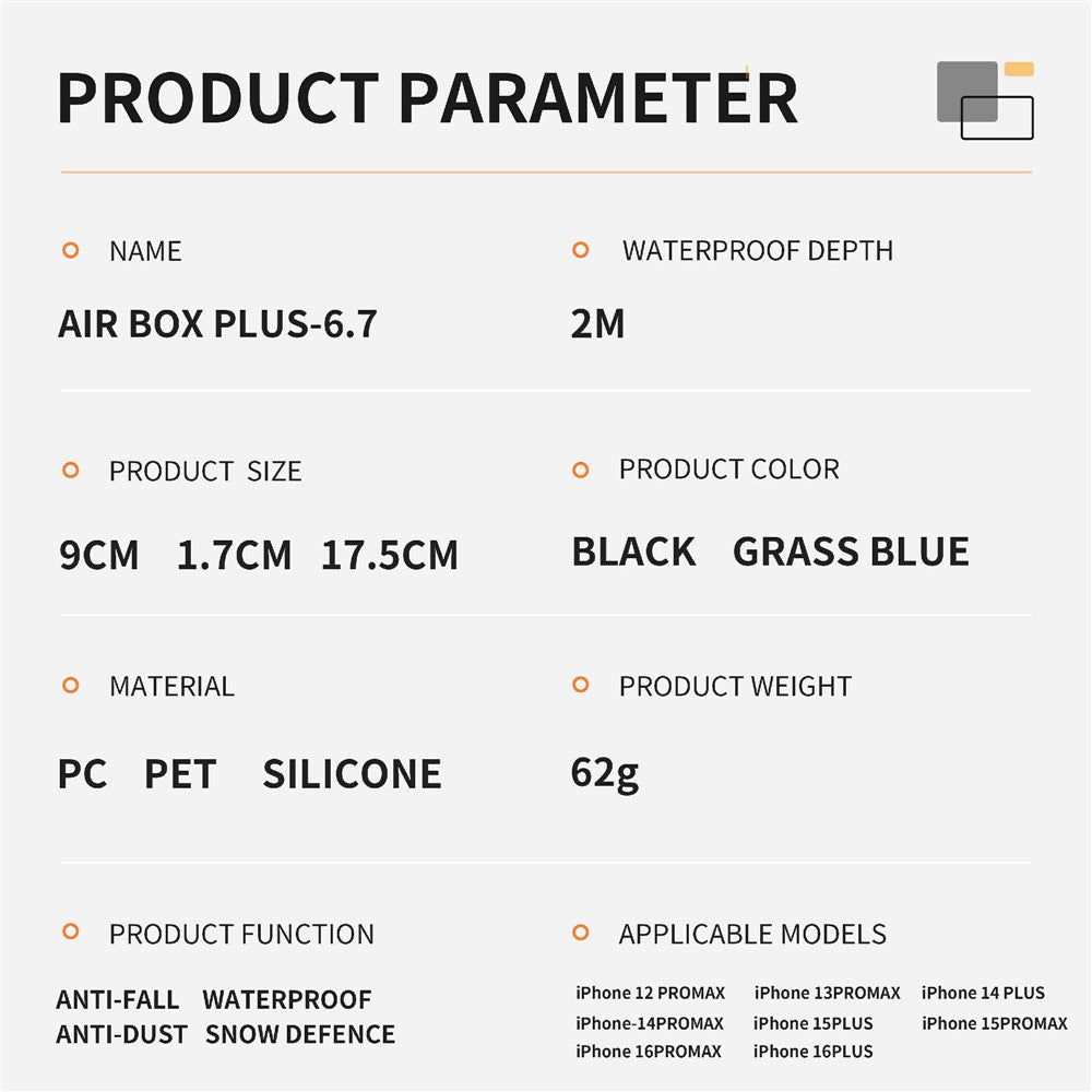 SHELLBOX Air Box-serien til iPhone 15 Pro Max Vandtæt Cover PC+TPU+PET Beskyttende Telefoncover