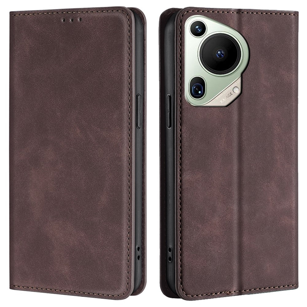 For Huawei Pura 70 Ultra Case PU Leather Hidden Magnetic Adsorption Flip Phone Cover