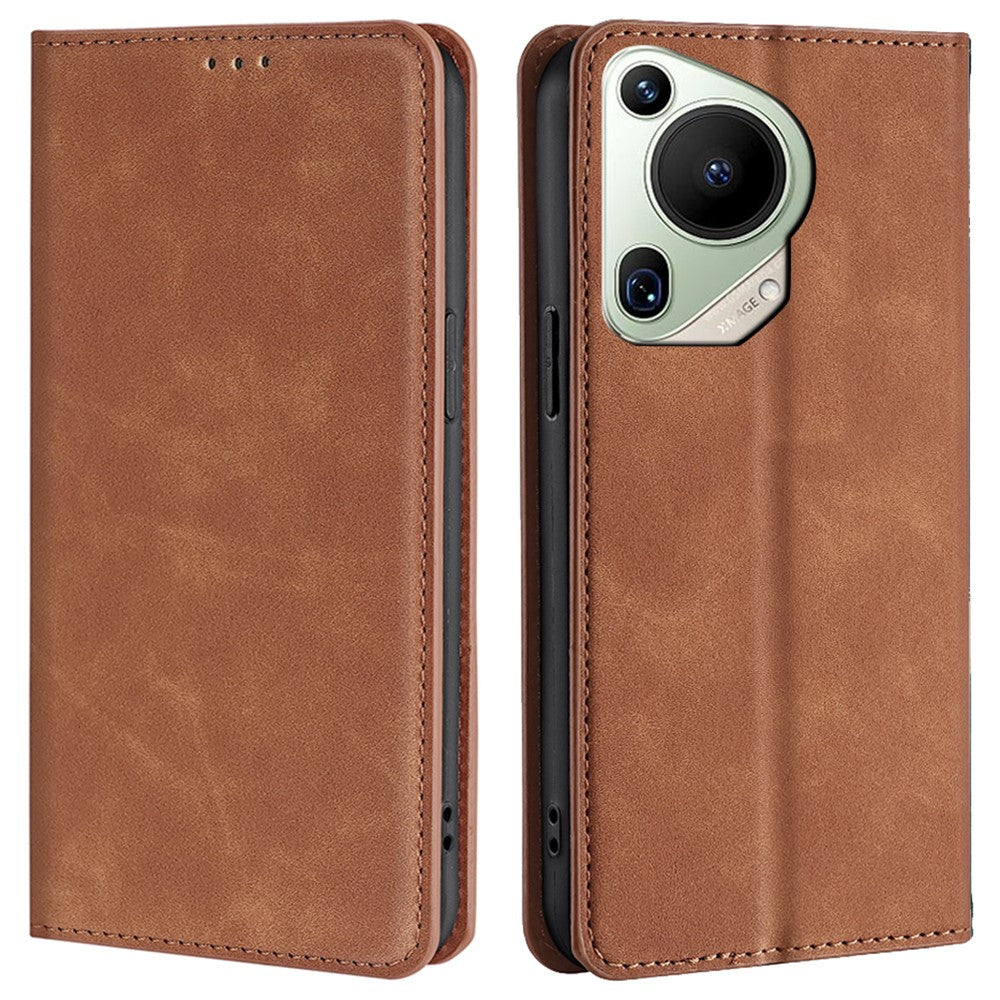 For Huawei Pura 70 Ultra Case PU Leather Hidden Magnetic Adsorption Flip Phone Cover