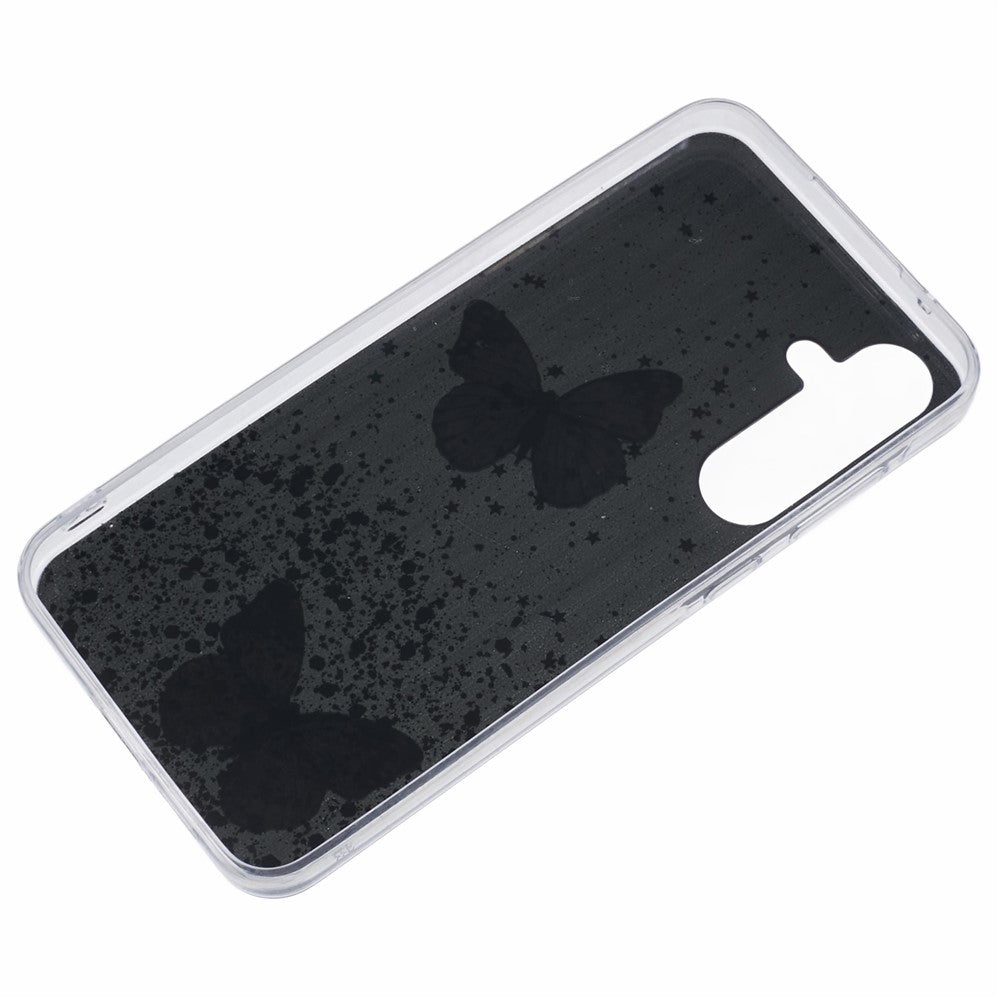 AW-serien för Samsung Galaxy A25 5G (Global) (161,0 X 76,5 X 8,3 mm) skal med glitter och fjärilsmönster i TPU-fodral