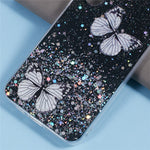 AW-serien för Samsung Galaxy A25 5G (Global) (161,0 X 76,5 X 8,3 mm) skal med glitter och fjärilsmönster i TPU-fodral