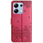 For Xiaomi Redmi Note 13 4G Case Wall Cats Pattern Imprinted Leather Wallet Phone Cover