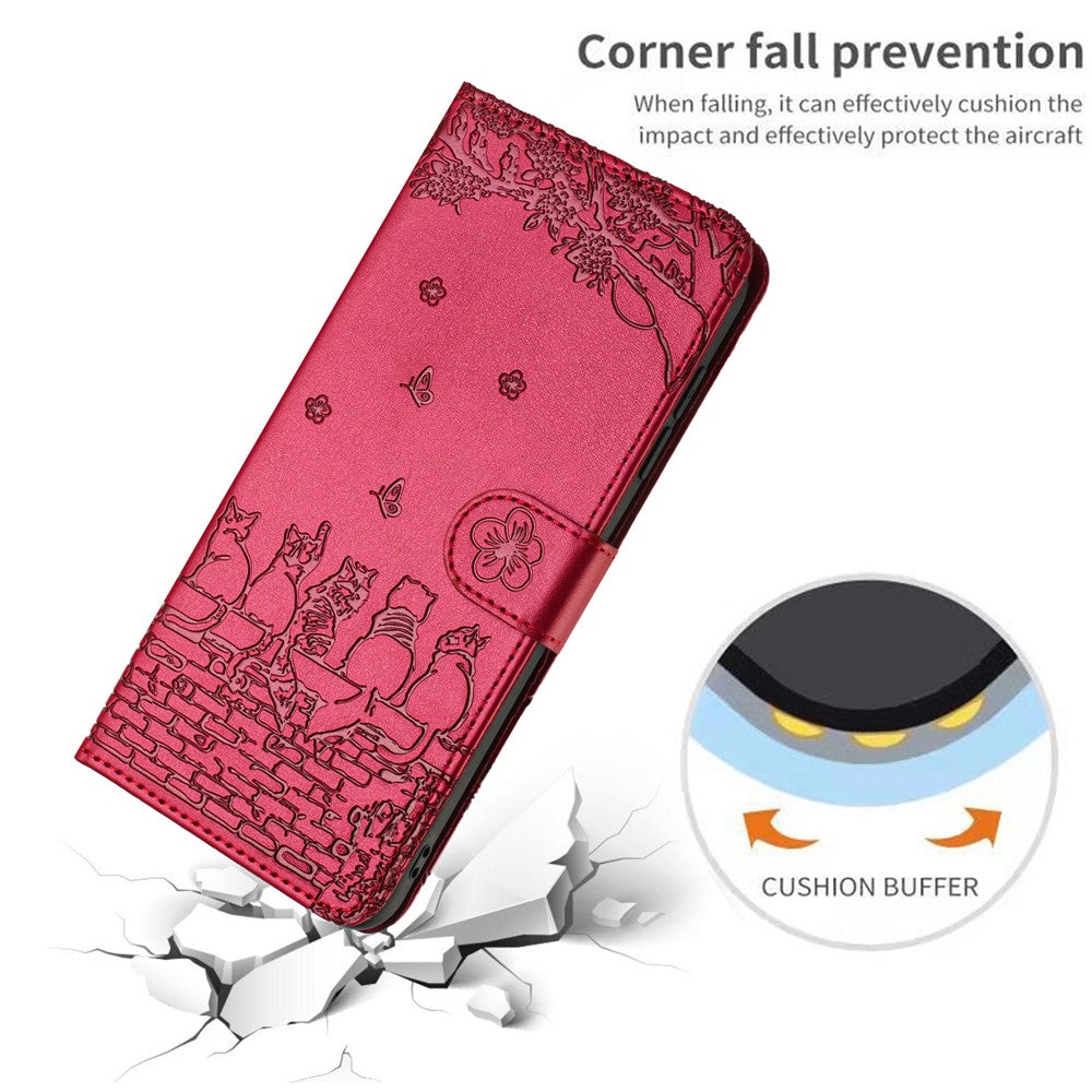 For Xiaomi Redmi 13C 4G / 5G / 13R 5G / Poco M6 5G / Poco C65 4G Case PU Leather Wallet Cover Wall Cats Pattern