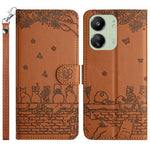 For Xiaomi Redmi 13C 4G / 5G / 13R 5G / Poco M6 5G / Poco C65 4G Case PU Leather Wallet Cover Wall Cats Pattern