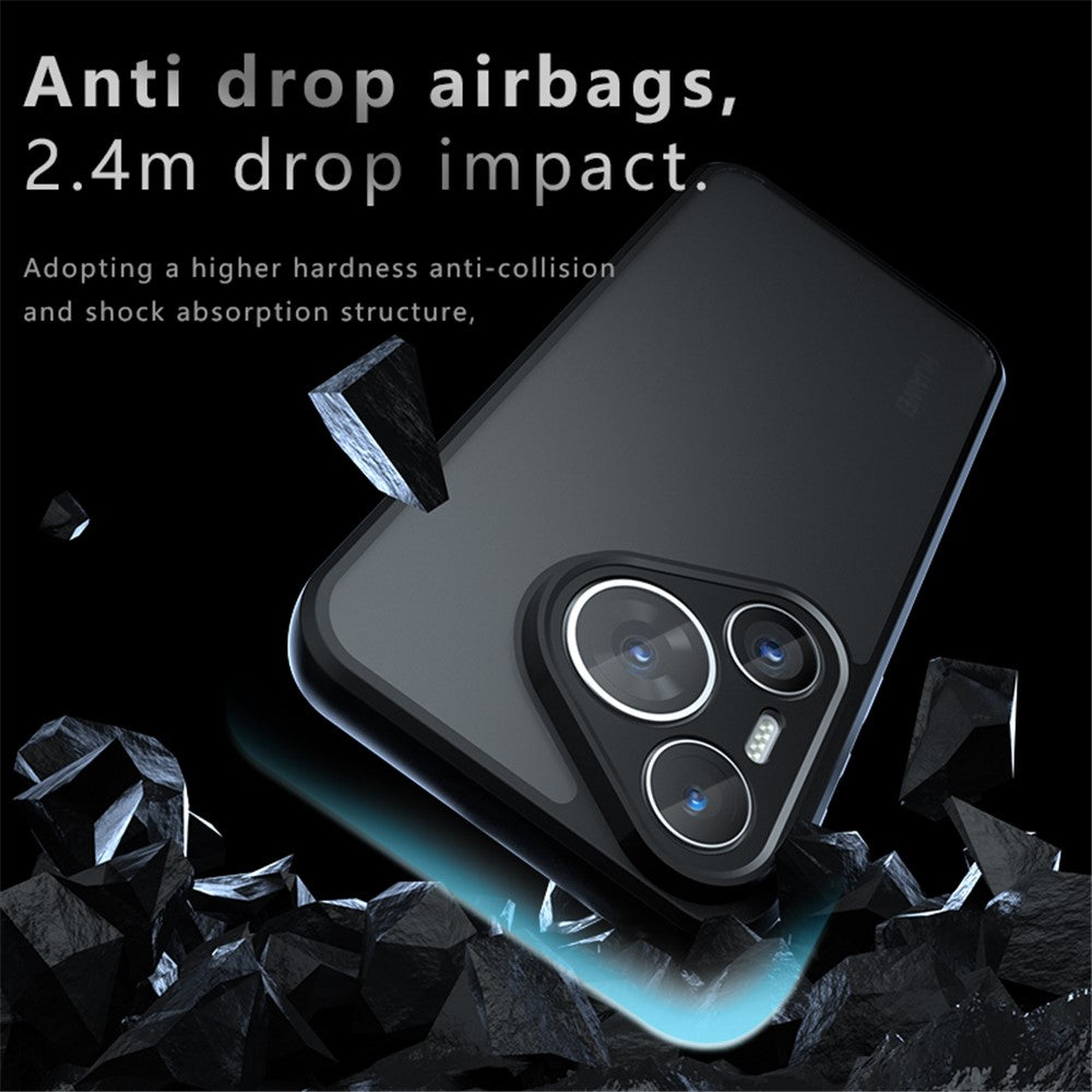 Etui til Huawei Pura 70 Pro / Pura 70 Pro+, TPU + PC med skin-touch, mat bagsidecover til telefon, transparent sort