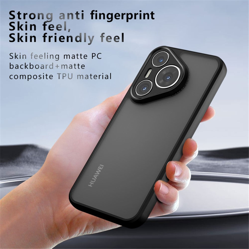 Etui til Huawei Pura 70 Pro / Pura 70 Pro+, TPU + PC med skin-touch, mat bagsidecover til telefon, transparent sort