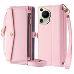 For Huawei Pura 70 Ultra Cell Phone Case Zipper Pocket Leather Wallet Stand Cover with 2 Straps