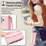 For Huawei Pura 70 Ultra Cell Phone Case Zipper Pocket Leather Wallet Stand Cover with 2 Straps