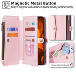 For Huawei Pura 70 Ultra Cell Phone Case Zipper Pocket Leather Wallet Stand Cover with 2 Straps