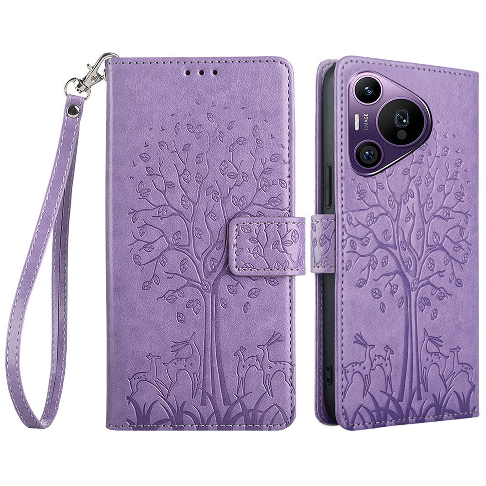 For Huawei Pura 70 Pro / Pura 70 Pro+ Case PU Leather Wallet Phone Cover with Hand Strap