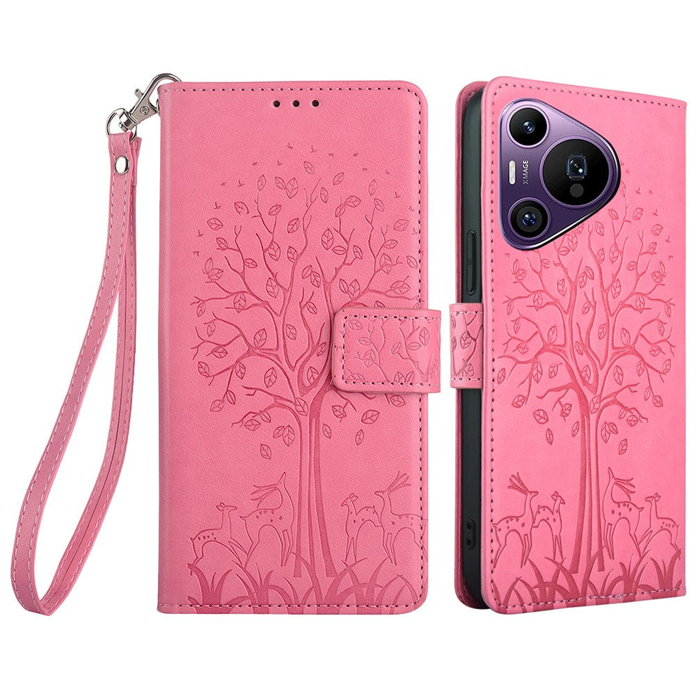 For Huawei Pura 70 Pro / Pura 70 Pro+ Case PU Leather Wallet Phone Cover with Hand Strap