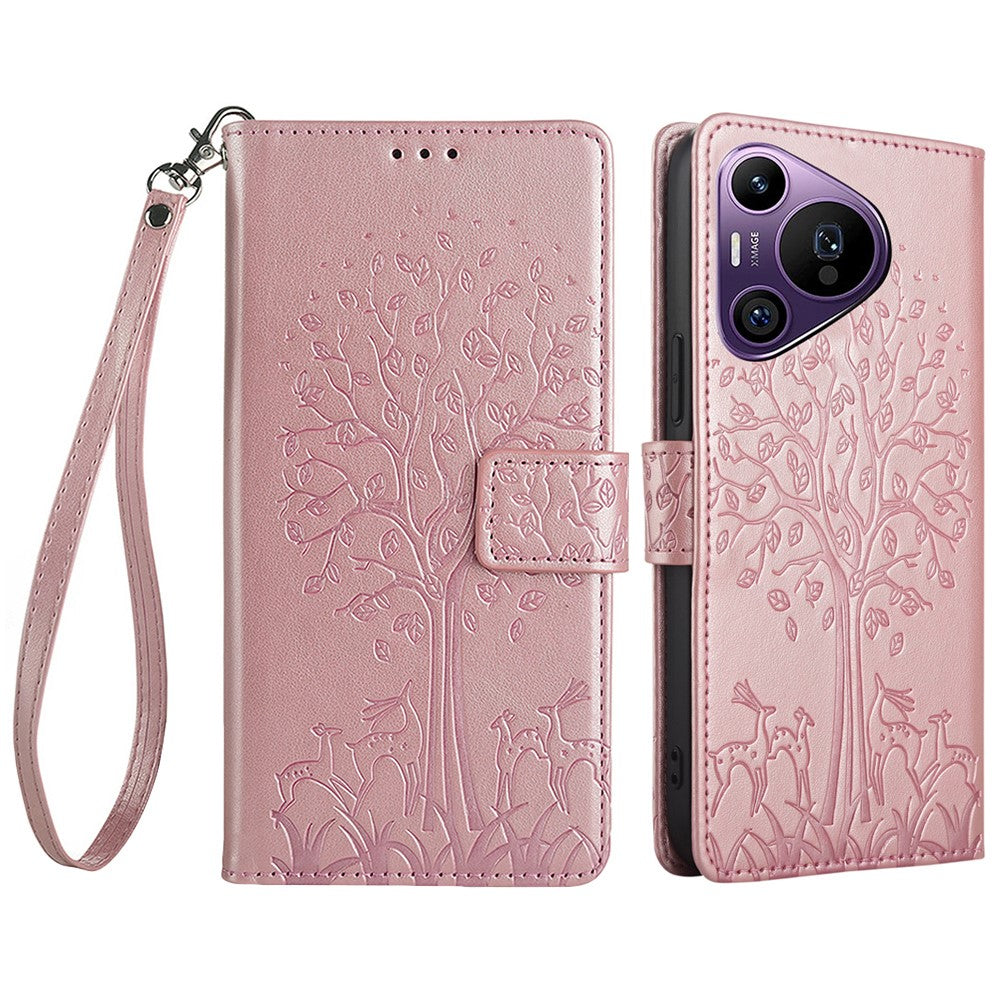 For Huawei Pura 70 Pro / Pura 70 Pro+ Case PU Leather Wallet Phone Cover with Hand Strap