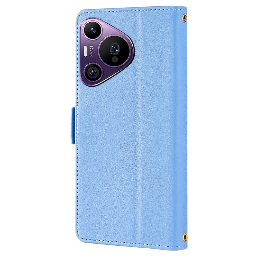 Huawei Pura 70 Pro / Pura 70 Pro+ skal i PU-läder + mjukt TPU-plånbok med axelrem och rem.