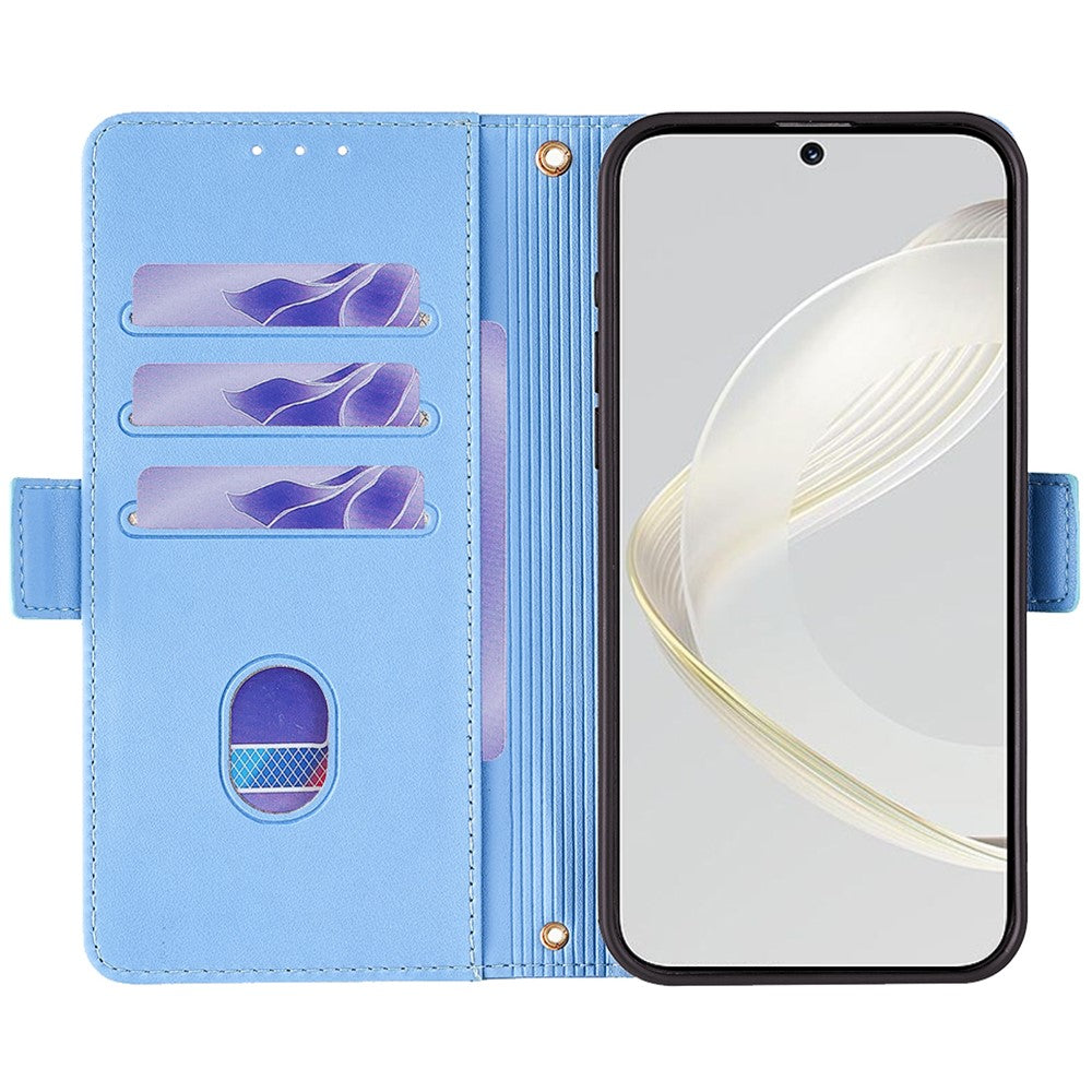 For Huawei Pura 70 Case PU Leather Wallet Stand Phone Cover with Crossbody Shoulder Strap