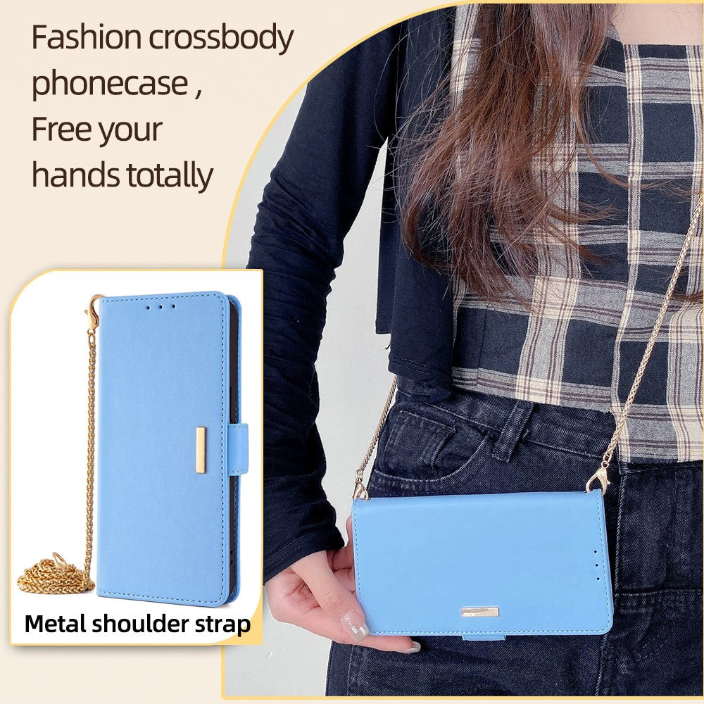 For Huawei Pura 70 Case PU Leather Wallet Stand Phone Cover with Crossbody Shoulder Strap