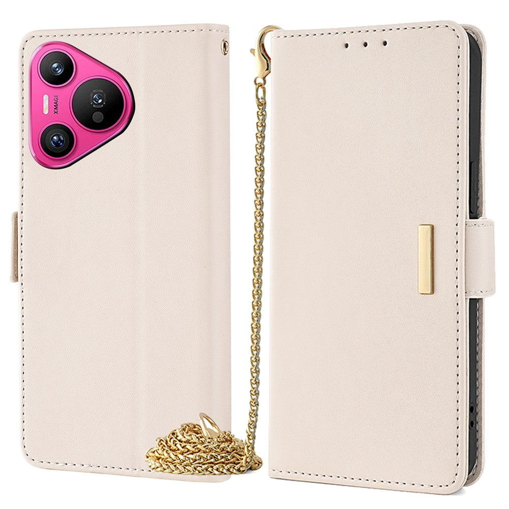 For Huawei Pura 70 Case PU Leather Wallet Stand Phone Cover with Crossbody Shoulder Strap