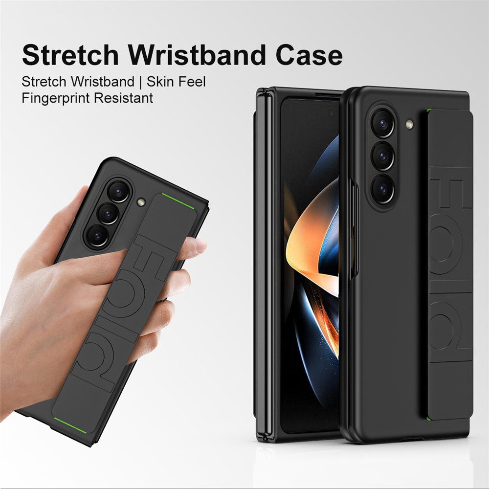 Til Samsung Galaxy Z Fold6 5G Skin-Touch Cover PC Anti-fingeraftryk Telefoncover med Elastisk Håndledsrem