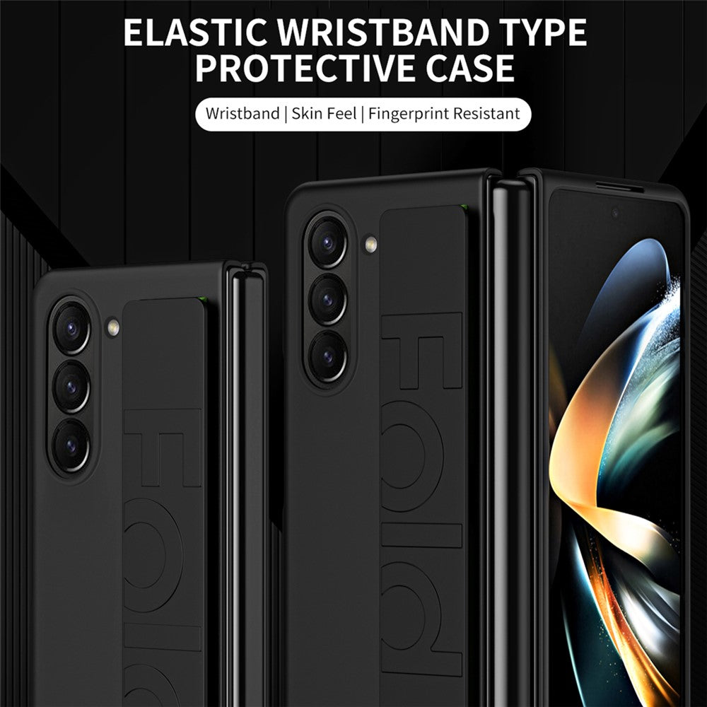 Til Samsung Galaxy Z Fold6 5G Skin-Touch Cover PC Anti-fingeraftryk Telefoncover med Elastisk Håndledsrem
