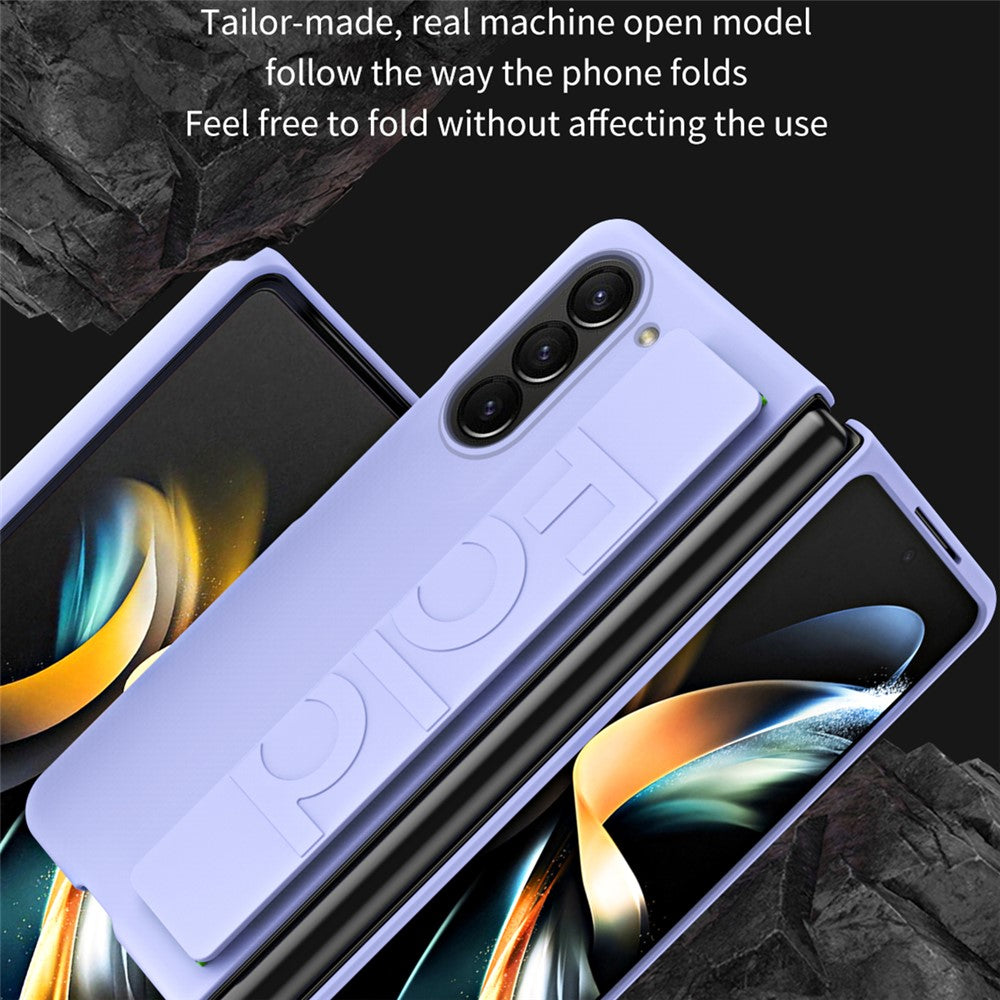 Til Samsung Galaxy Z Fold6 5G Skin-Touch Cover PC Anti-fingeraftryk Telefoncover med Elastisk Håndledsrem