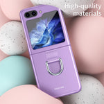 For Samsung Galaxy Z Flip7 FE 5G / Z Flip6 5G / Z Flip5 5G Folded Phone Case Skin-Touch Hard PC Phone Cover with Ring Holder