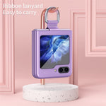For Samsung Galaxy Z Flip7 FE 5G / Z Flip6 5G / Z Flip5 5G Folded Phone Case Skin-Touch Hard PC Phone Cover with Ring Holder