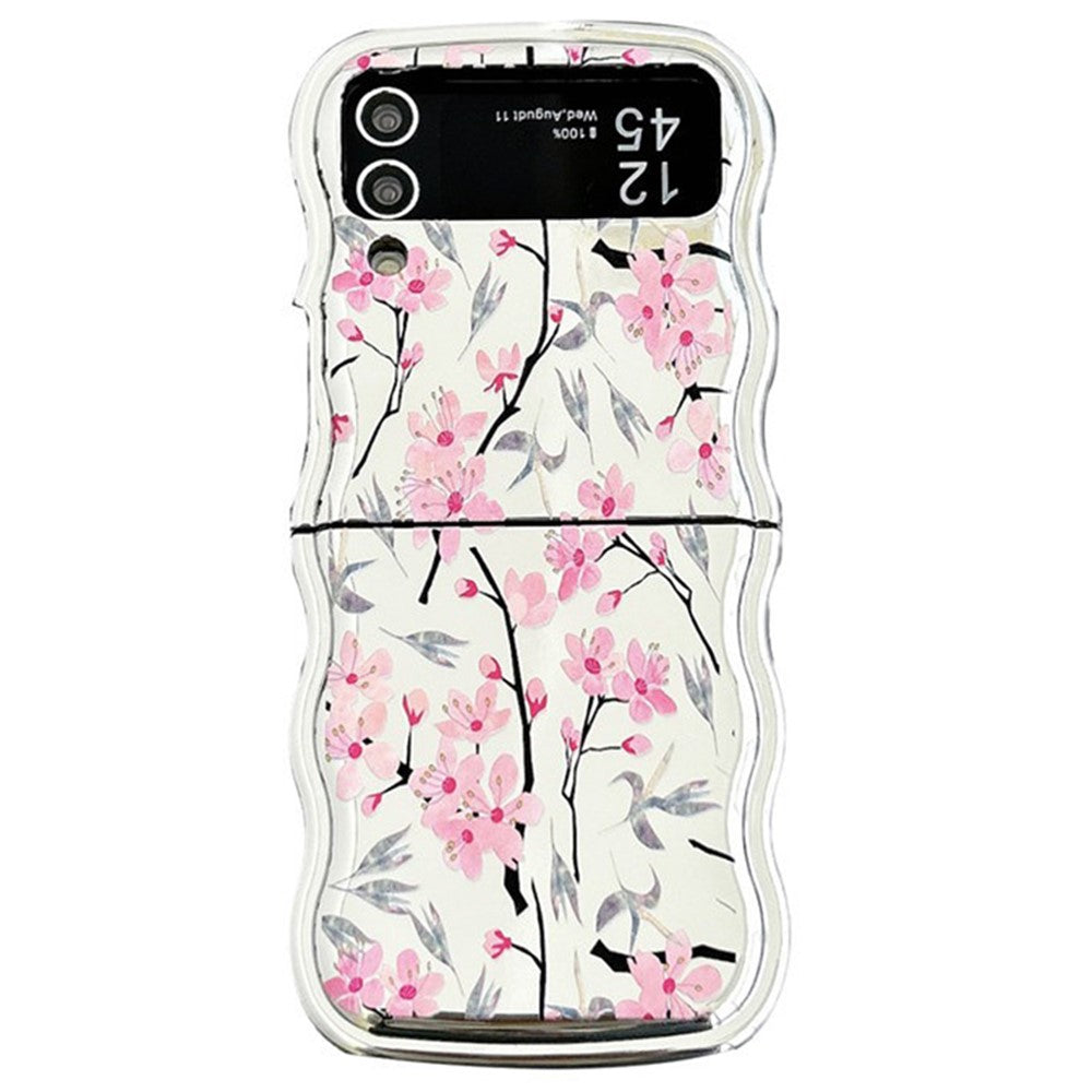 For Samsung Galaxy Z Flip3 5G Case Flower Pattern Electroplated Wavy Edge Soft TPU Phone Cover