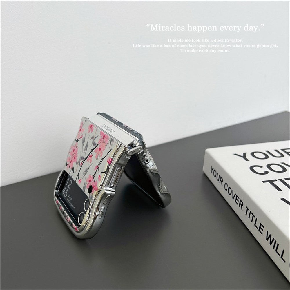 For Samsung Galaxy Z Flip3 5G Case Flower Pattern Electroplated Wavy Edge Soft TPU Phone Cover