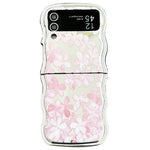 For Samsung Galaxy Z Flip3 5G Case Flower Pattern Electroplated Wavy Edge Soft TPU Phone Cover