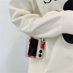 For Oppo Find N2 Flip 5G Case Flower Pattern Printing PC Phone Cover with Flower Charm Chain
