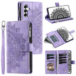 For Samsung Galaxy M55 5G / C55 5G / F55 5G Wallet Case Zipper Pocket Flip Leather Mandala Totem Phone Cover