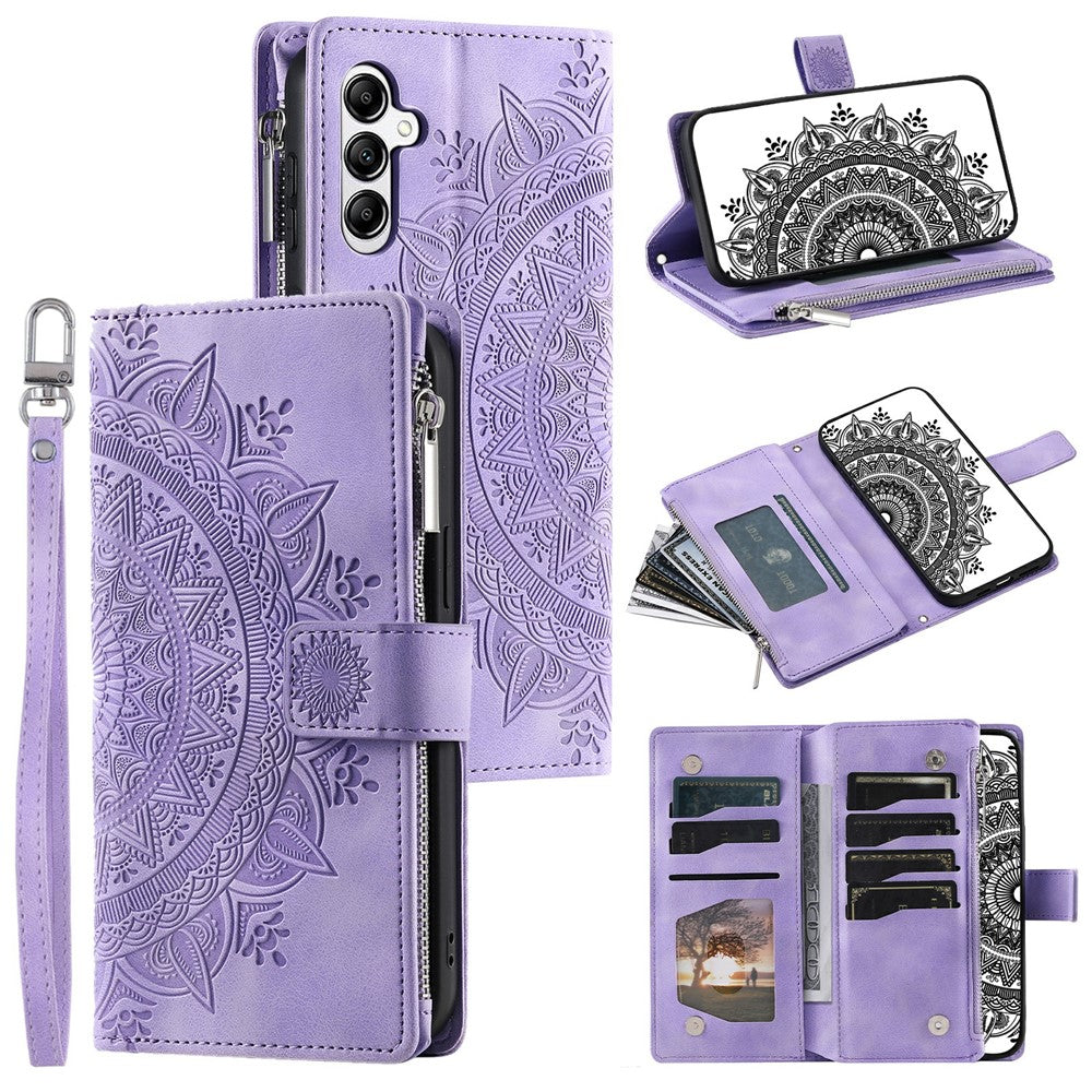 For Samsung Galaxy M55 5G / C55 5G / F55 5G Wallet Case Zipper Pocket Flip Leather Mandala Totem Phone Cover