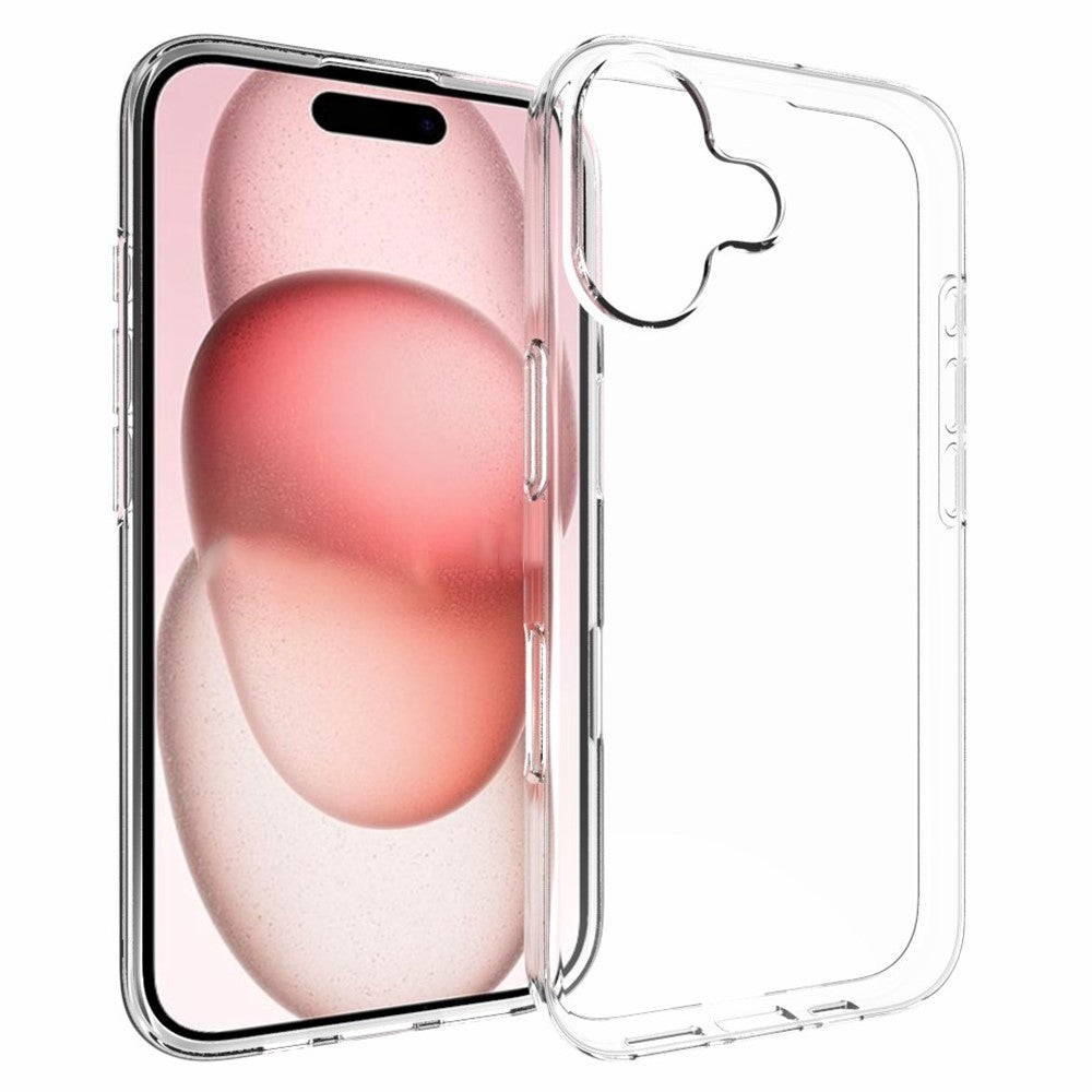 iPhone 16 Halkfritt TPU-mobilskal Vattenstämpelfritt Glansigt Reptåligt Genomskinligt mobilskal