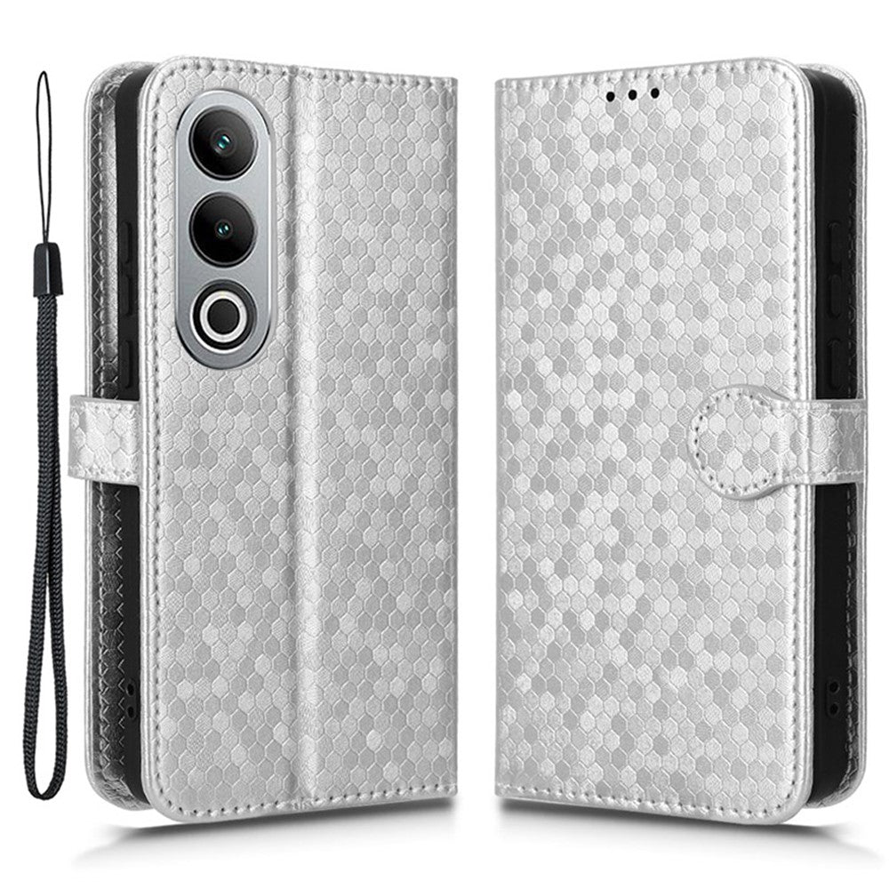 OnePlus Nord CE4 5G / Oppo K12 Läderfodral Prickmönster Korthållare Stativ mobilskydd
